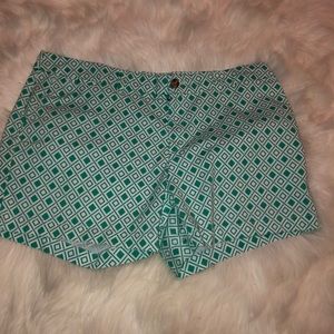 Green and white shorts